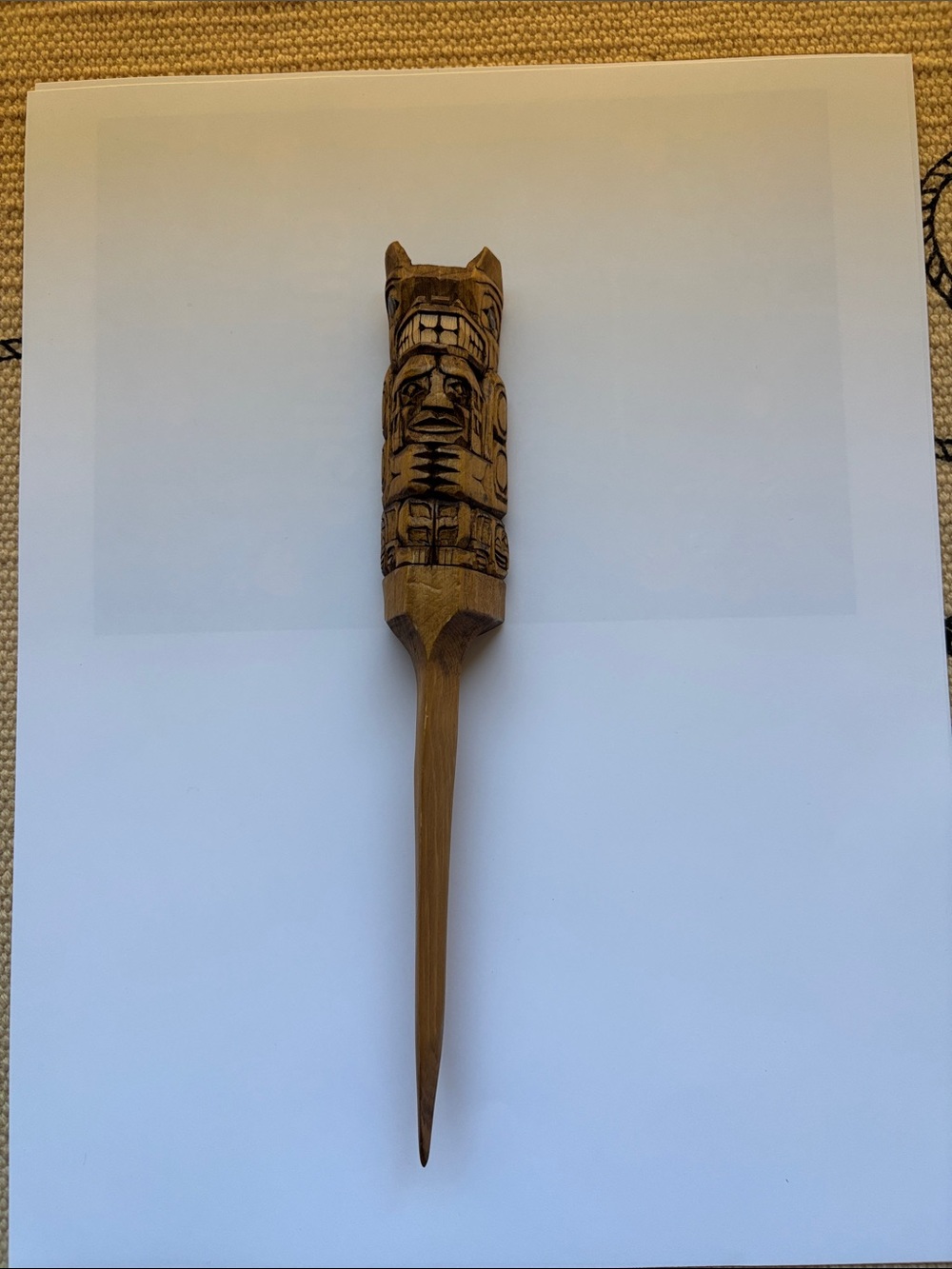 Handcrafted NW Coast Cedar Totem Letter Opener